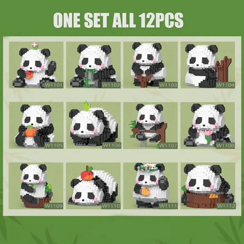 469Pcs Mini DIY 3D Creative Panda Micro Building Blocks