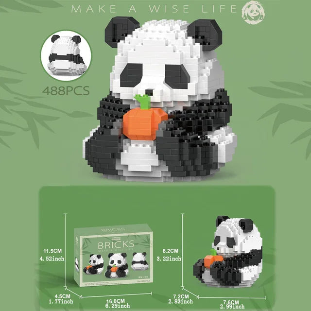 469Pcs Mini DIY 3D Creative Panda Micro Building Blocks