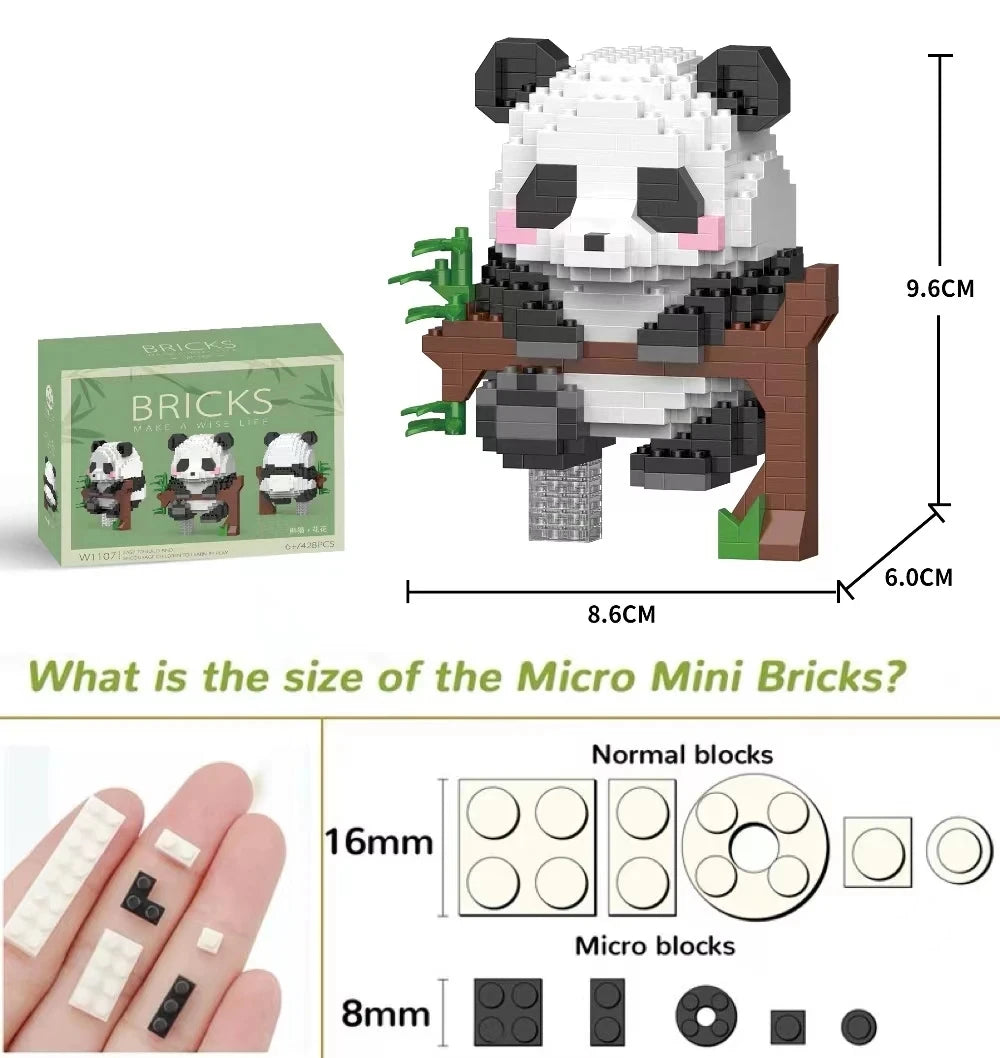 469Pcs Mini DIY 3D Creative Panda Micro Building Blocks