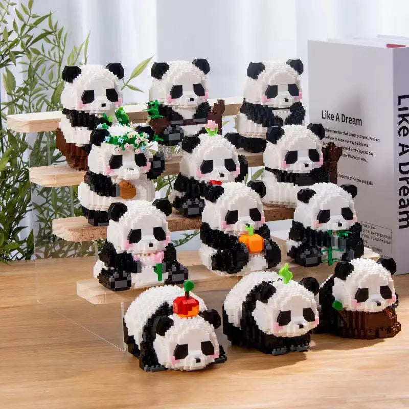 469Pcs Mini DIY 3D Creative Panda Micro Building Blocks