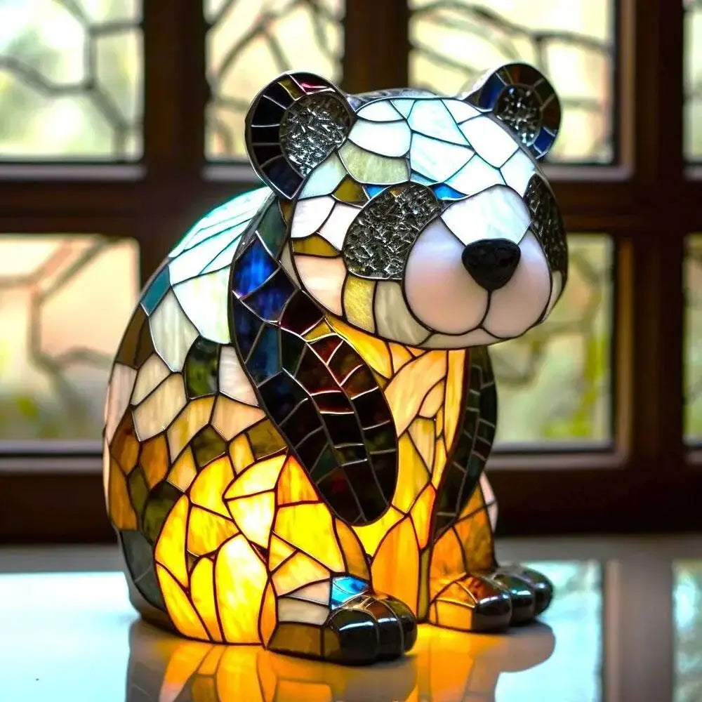 Resin Stained Glass Light Panda Table Light Night