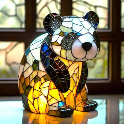 Resin Stained Glass Light Panda Table Light Night