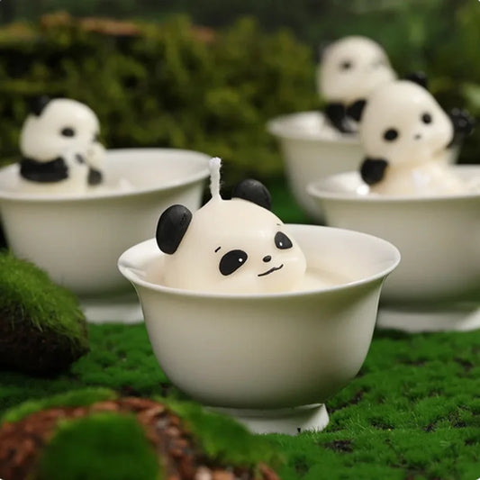 Cute Tea Bowl Bathing Panda Aromatherapy Candle